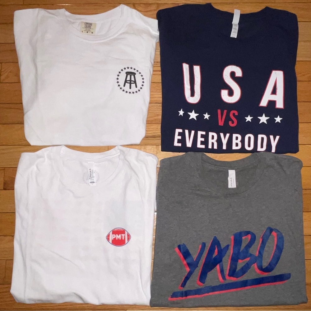 Lot 4 Barstool Sports USA American Everyone Flag Omaha YABO Football T-Shirts L